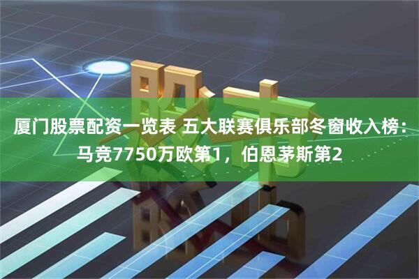 厦门股票配资一览表 五大联赛俱乐部冬窗收入榜：马竞7750万欧第1，伯恩茅斯第2