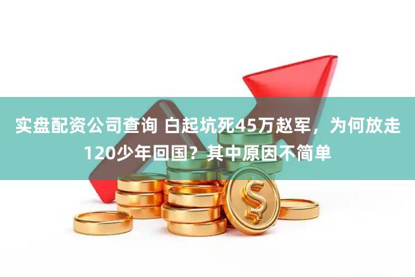 实盘配资公司查询 白起坑死45万赵军，为何放走120少年回国？其中原因不简单