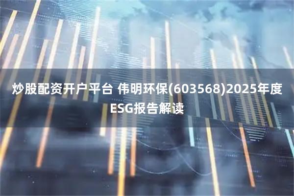 炒股配资开户平台 伟明环保(603568)2025年度ESG报告解读